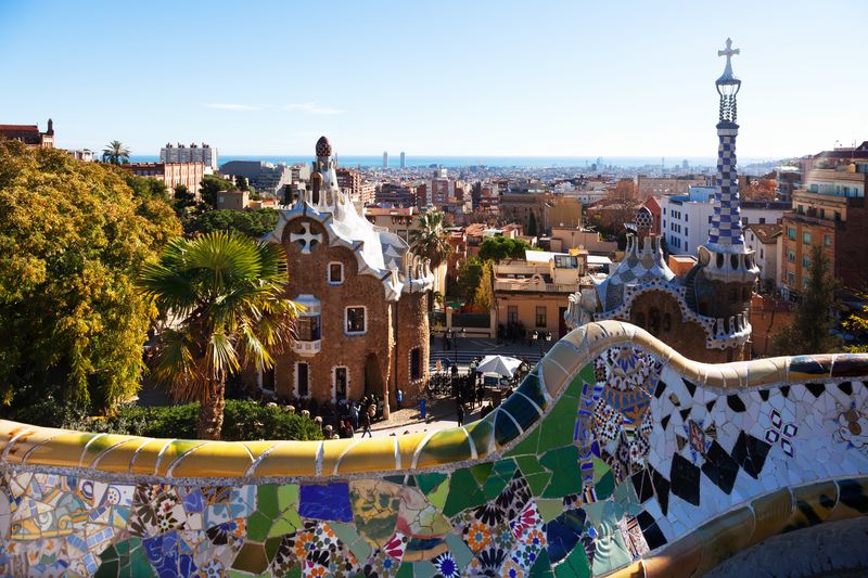 View of Park Guell in winter